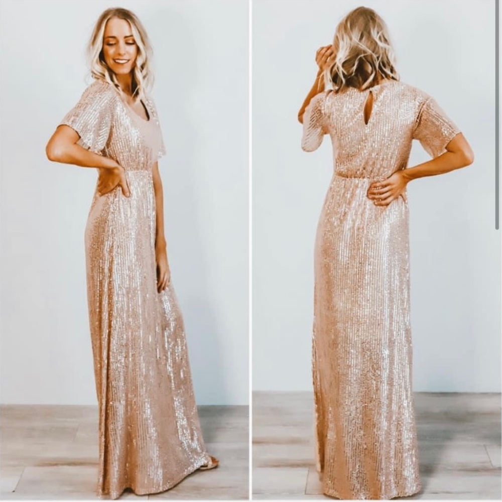 Rose Gold Sequin Maxi Dress